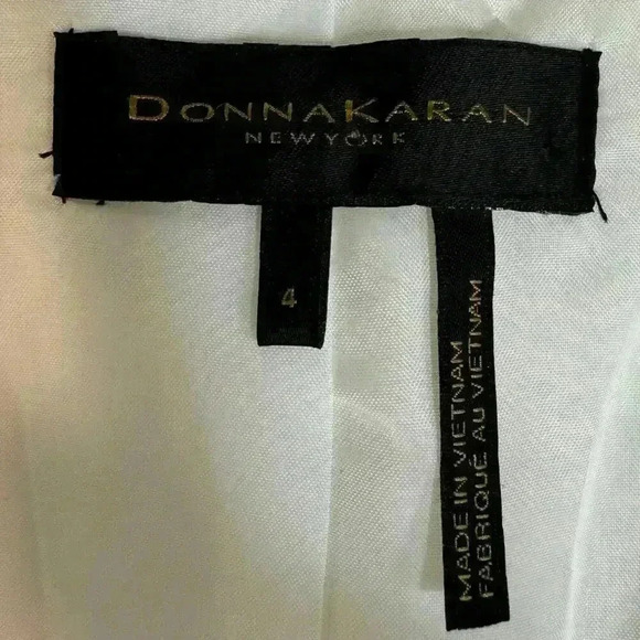 Donna Karan Modern Ivory Long Double Breasted Poly Vest Hook Closure Size 4 NWT - Picture 14 of 15